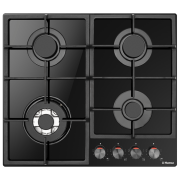 Plită încorporabilă pe gaz Hansa BHKS631540 Black Sticlă călită, Gratare: Fontă