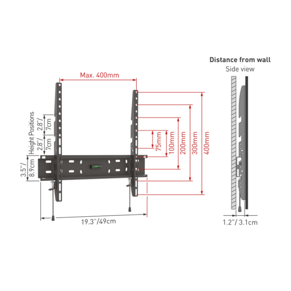 Suport TV Barkan E30 B  VESA 400 x 400 mm photo 2
