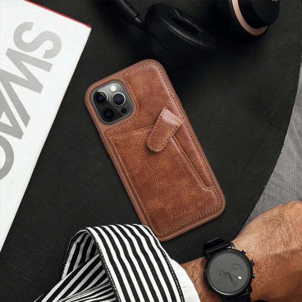 Чехол для смартфона Apple iPhone 12/ 12 Pro (Aoge) Коричневый Nillkin, Кожа, Back photo 4