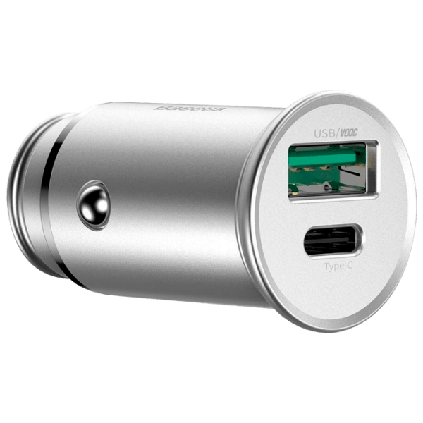 Зарядное уст-во для авто Baseus 30W QC+VOOC (PD), Серебряный  photo 1