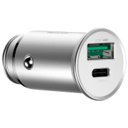 Зарядное уст-во для авто Baseus 30W QC+VOOC (PD), Серебряный 