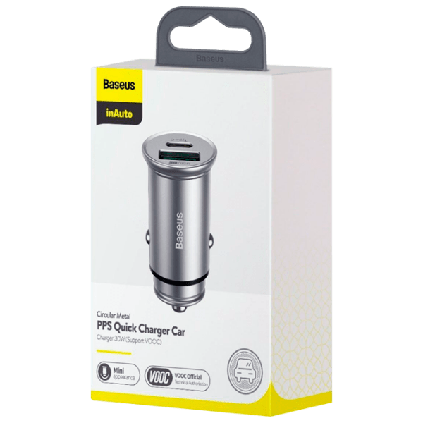 Зарядное уст-во для авто Baseus 30W QC+VOOC (PD), Серебряный  photo 3