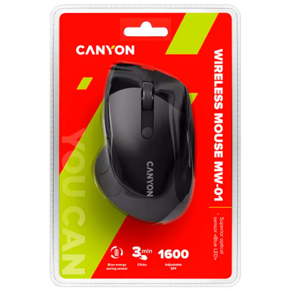 Mouse Canyon MW-01 Black Fără fir, 1600 dpi photo 5