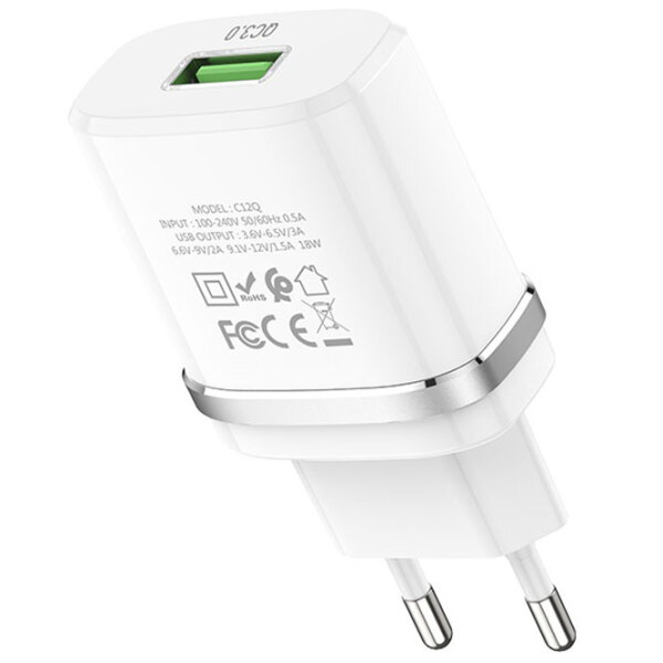 Сетевое зарядное устройство EVO USB QC3.0 (18 Вт) Белый 2 A / Белый photo 2