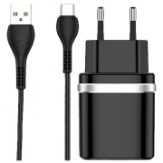 Сетевое зарядное устройство EVO USB QC3.0 (Type-C) (18 Вт) Черный  / Черный
