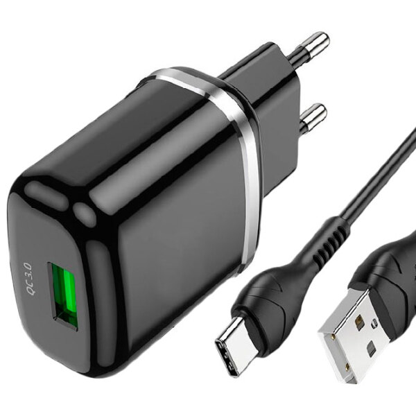 Încărcător de rețea EVO USB QC3.0 (Type-C) (18 W) Black  / Black photo 4