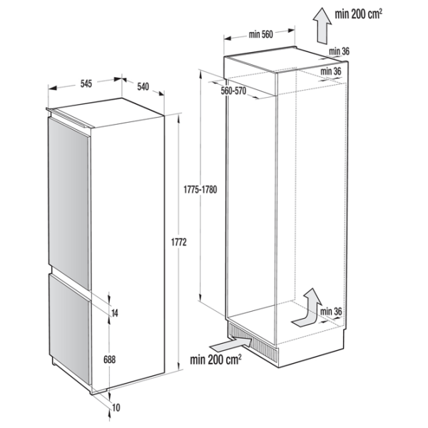 Frigider încorporabil Gorenje RKI 2181 E1 White 189l / Automat, 71l / Manual, A+ photo 6