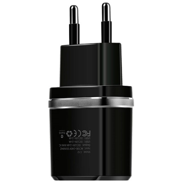 Încărcător de rețea EVO 2USB 2.4A (MicroUSB) (20 W) Black  / Black photo 2