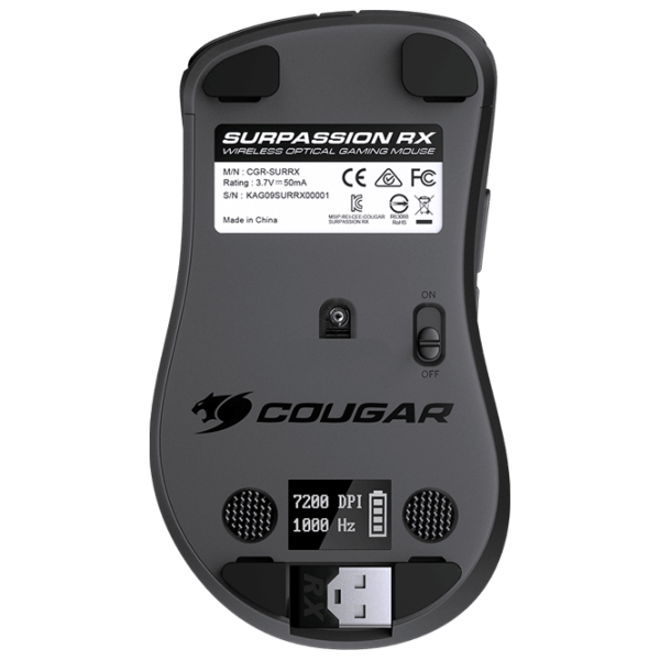 Mouse Cougar Surpassion RX Black Fără fir / 7200 dpi photo 7