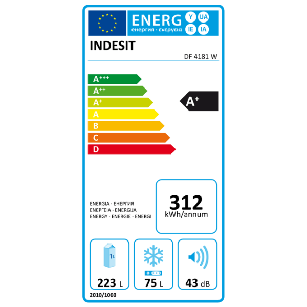 Frigider Indesit DF 4181 W White 223l/ No Frost, 75l/ No Frost, A+ photo 8
