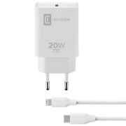 Сетевое зарядное устройство Cellularline ACHIPHKITC2LMFI20W (20 Вт) Белый  / Белый