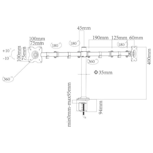 Suport pentru monitor Charmount CT-LCD-DS1803 Black VESA 100 x 100 mm photo 4