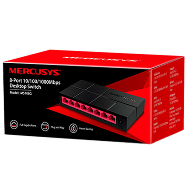 Switch Mercusys MS108G Черный  photo 4