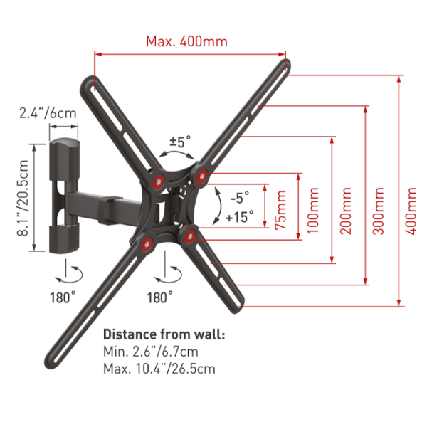 Suport TV Barkan BM331 Black VESA 400 x 400 mm photo 1