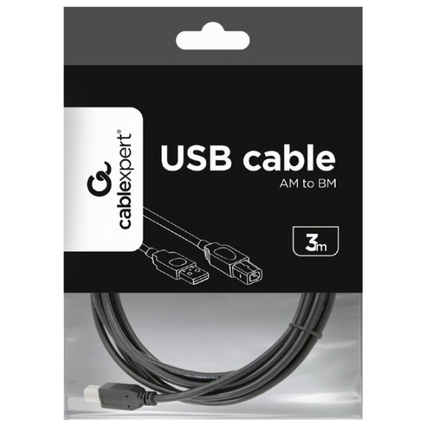 Cablu de date Cablexpert CCP-USB2-AMBM-10 USB Type-A/ USB Type-B Black  photo 5