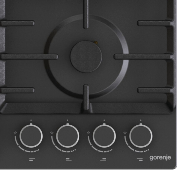 Plită încorporabilă pe gaz Gorenje GT 642 AB Black Sticlă călită, Gratare: Fontă photo 6