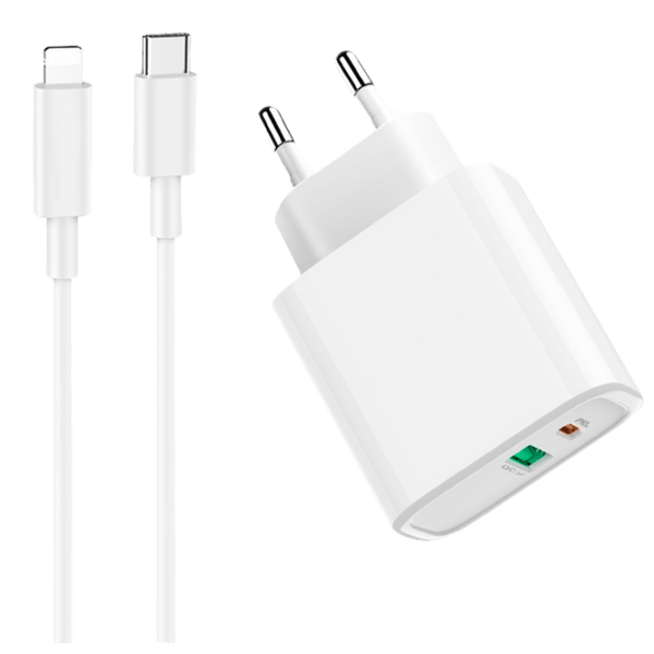 Încărcător de rețea EVO USB QC3.0 + PD Type-C (18 W) White 2 A / White photo 1