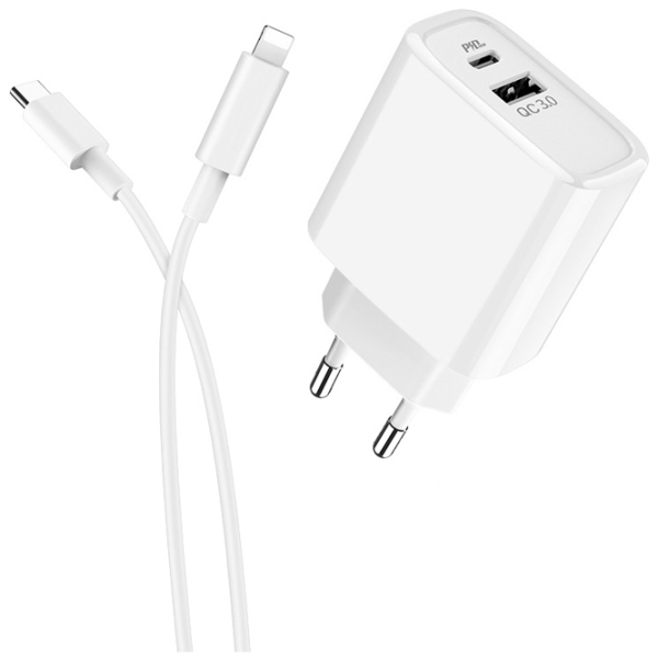 Încărcător de rețea EVO USB QC3.0 + PD Type-C (18 W) White 2 A / White photo 2