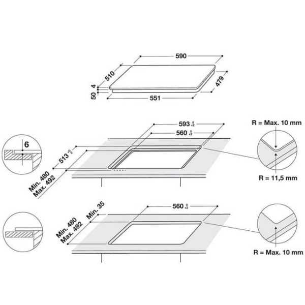 Plită încorporabilă cu inducție Whirlpool WB B8360 NE Black Vitroceramică, 7200 W photo 6