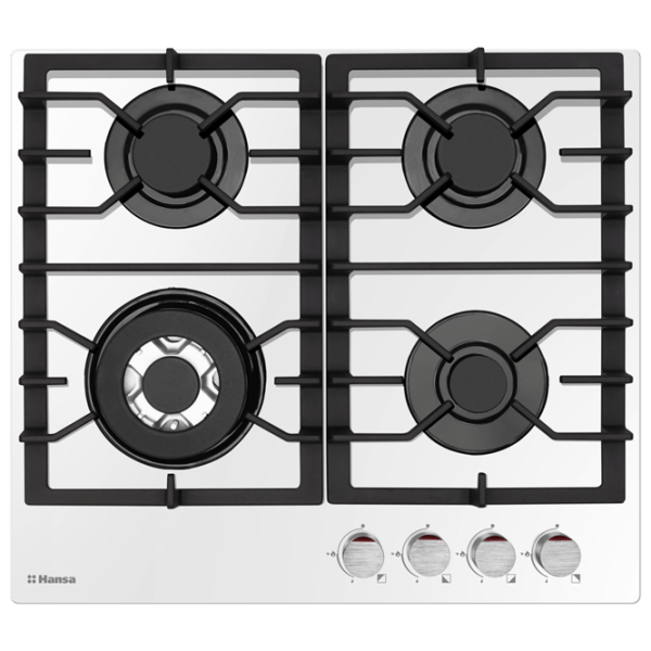 Plită încorporabilă pe gaz Hansa BHKW611301 White Sticlă călită, Gratare: Fontă photo 1
