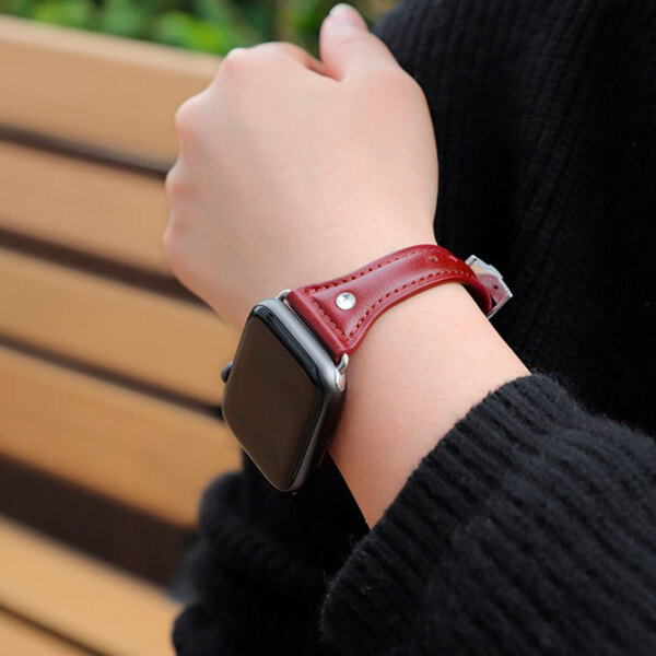 Curelușă Apple Watch WB05 Red Piele photo 4