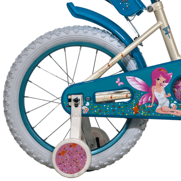 Bicicletă Fulger Fairy 16" 9.5" Blue White Oțel / Pentru copii photo 1