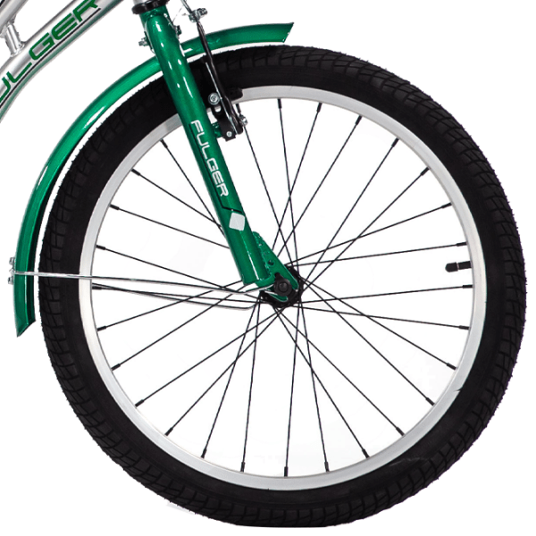 Bicicletă Fulger Iron 20" 10.5" Green Silver Oțel / Pentru copii photo 5