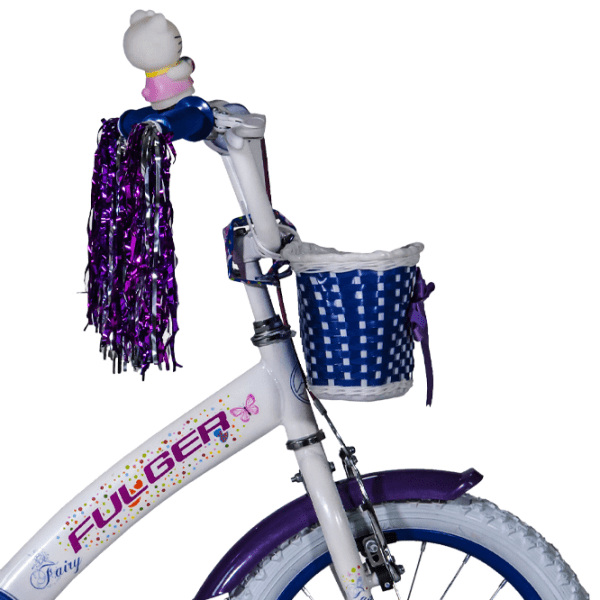 Bicicletă Fulger Fairy 16" 9.5" White Violet Oțel / Pentru copii photo 4