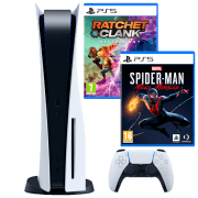 Consolă pentru jocuri Sony PlayStation 5 + Ratchet & Clank: Rift Apart + Marvel's Spider-Man: Miles Morales White SSD 825 GB, RAM 16 GB
