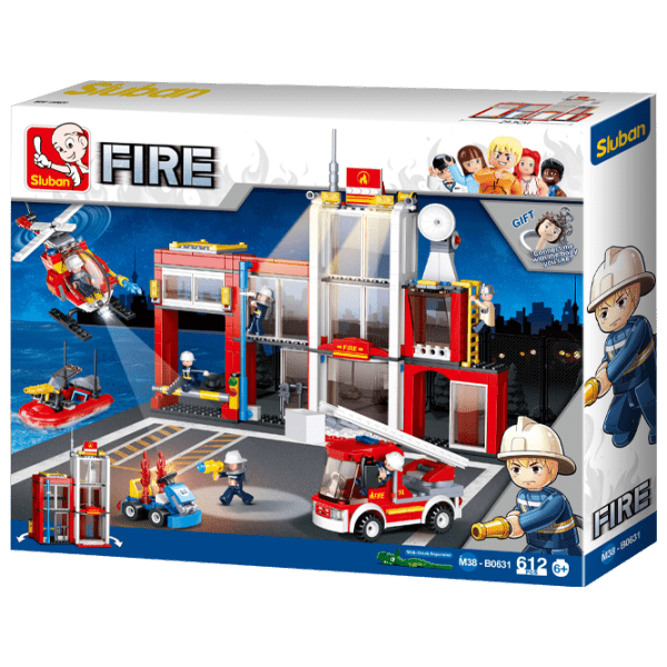 Конструктор Sluban Fire Station Красный Количество деталей 612, 6+ photo 1
