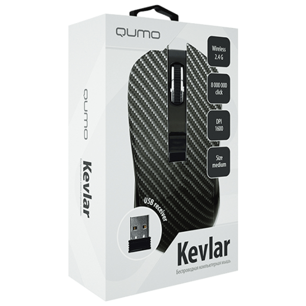 Mouse Qumo Kevlar Black Fără fir, 1600 dpi photo 4