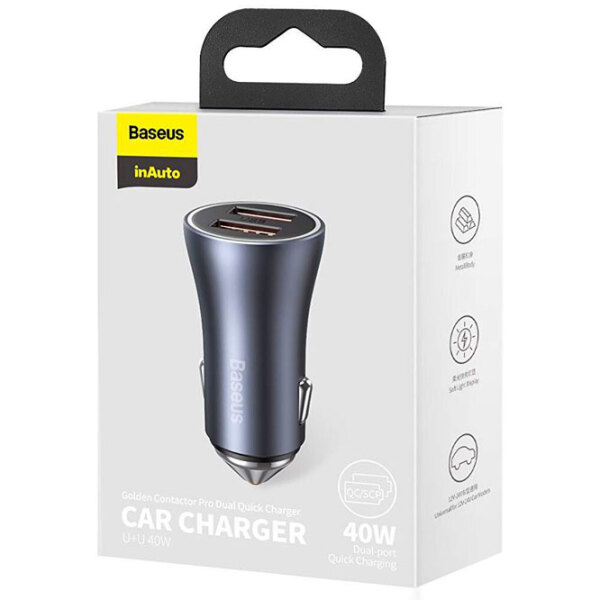 Încărcător auto Baseus Golden Contactor Pro (40 W) Dark Gray  / Dark Gray photo 5