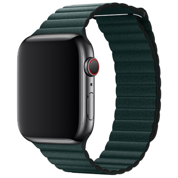 Curelușă Apple Watch 42 / 44 mm Loop Green Leather photo 2