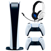 Consolă pentru jocuri Sony PlayStation 5 Digital Edition + Extra DualSense + PDP LVL40 Wired White SSD 825 GB, RAM 16 GB