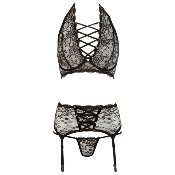Set lengerie Cottelli Cotelli Lace Suspender (M) Black  photo 1