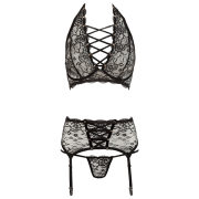 Set lengerie Cottelli Cotelli Lace Suspender (M) Black 