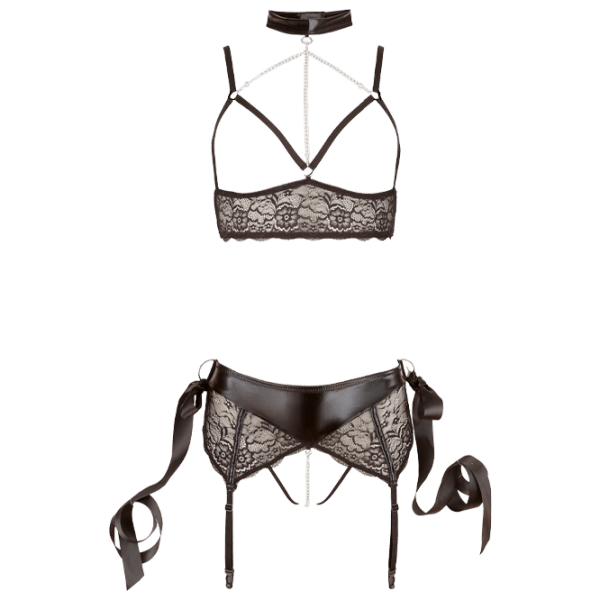 Комплект нижнего белья Cottelli Bra Set for Bondage Games (S) Черный  photo 1