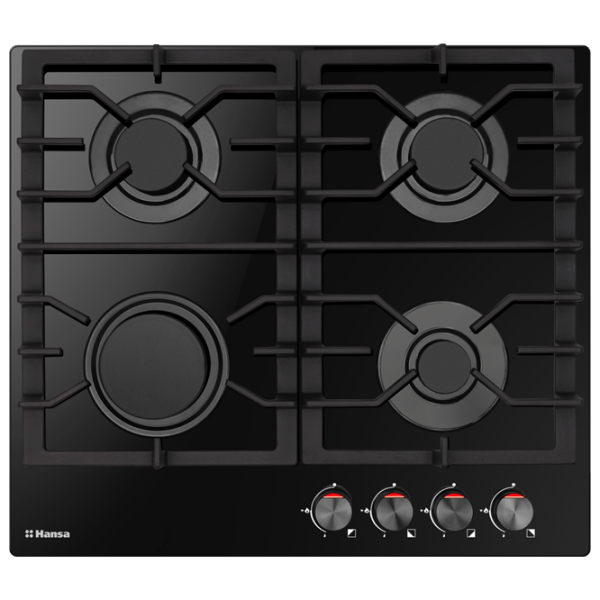 Plită încorporabilă pe gaz Hansa BHKS610301 Black Sticlă călită, Gratare: Fontă photo 1