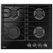 Plită încorporabilă pe gaz Hansa BHKS610301 Black Sticlă călită, Gratare: Fontă