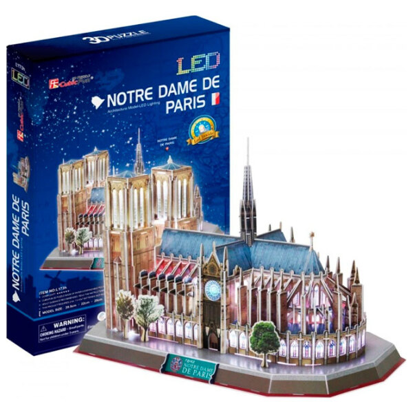 Puzzle 3D CubicFun Notre Dame de Paris LED (L173h) Numărul de piese: 149, V&acirc;rsta recomandată: 6+ photo 2