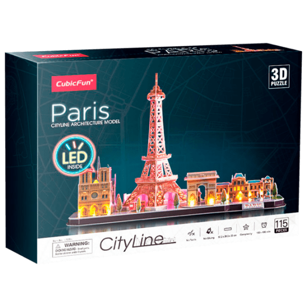 Puzzle 3D CubicFun Paris (Led) (L525h) Numărul de piese: 115, V&acirc;rsta recomandată: 6+ photo 1
