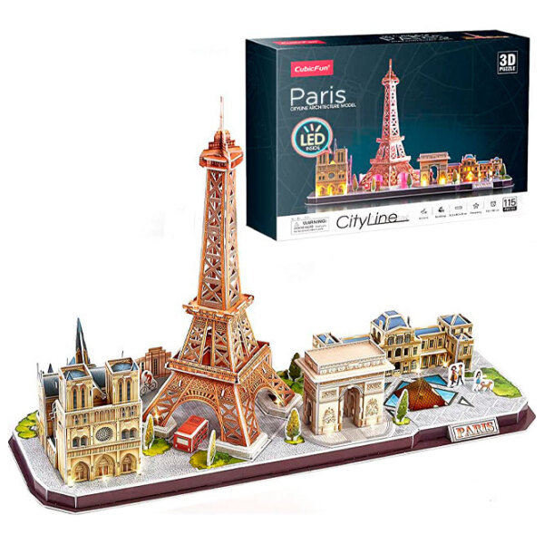 Puzzle 3D CubicFun Paris (Led) (L525h) Numărul de piese: 115, V&acirc;rsta recomandată: 6+ photo 2