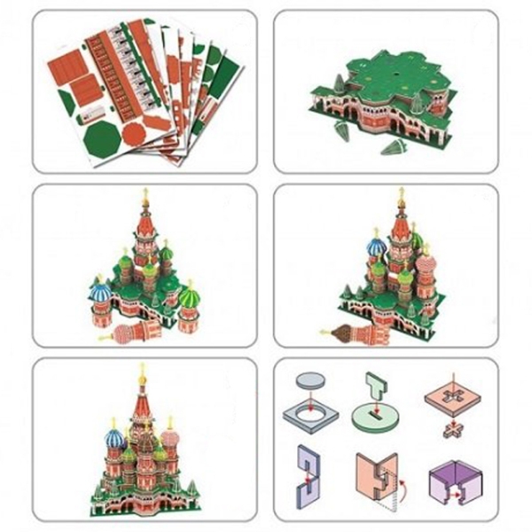 Пазл 3D CubicFun St. Basils Cathedral LED (L519h) Количество деталей: 224, Рекомендуемый возраст: 6+ photo 6