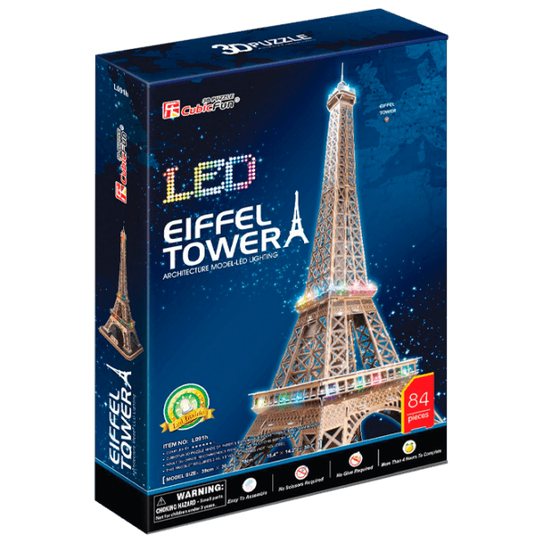 Puzzle 3D CubicFun Eiffel Tower LED (L091h) Numărul de piese: 82, V&acirc;rsta recomandată: 6+ photo 1