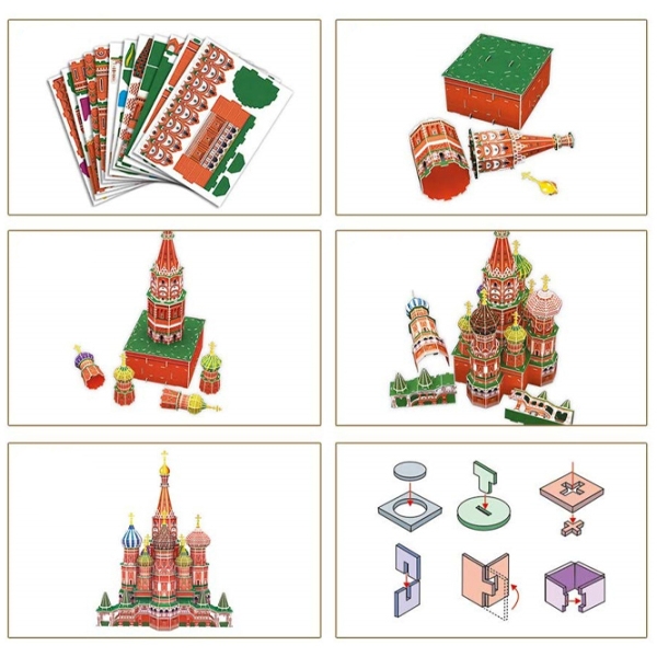 Puzzle 3D CubicFun St. Basils Cathedral (MC093h) Numărul de piese: 214, V&acirc;rsta recomandată: 6+ photo 6