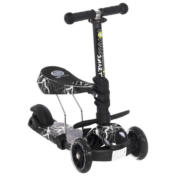 Детский трёхколёсный самокат Lorelli SMART (10390020015) Черный 3 года, 20 кг, Пластиковые с силиконом photo 1
