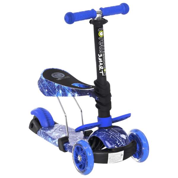 Детский трёхколёсный самокат Lorelli SMART (10390020012) Синий 3 года, 20 кг, Пластиковые с силиконом photo 1