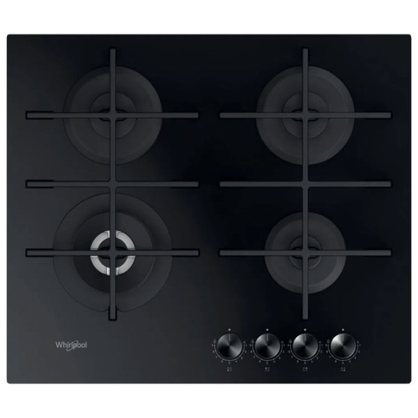 Газовая варочная панель Whirlpool GOWL 628/ NB Черный Закаленное стекло, Решетка: Чугунная photo 1