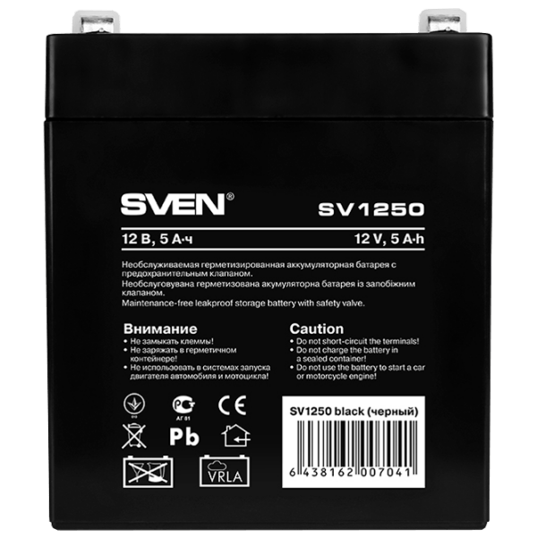 Аккумуляторная батарея для ИБП Sven SV1250 12 В 5 Ач Черный  photo 1