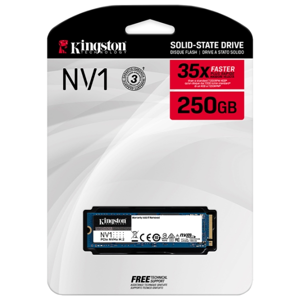 SSD Kingston NV1 M.2 250 ГБ Скорость чтения: 2100 MБ/ с,
Скорость записи: 1700 MБ/ с photo 4
